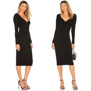 Revolve A.L.C. Dafne Black Puffy Shoulder Midi Dress Size XS/TP
